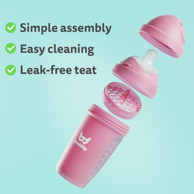 Herobility Double Anti-Colic Baby Bottles - 5 fl oz/140ml - 4-Pack - Multicolor - Denim, Black, Dusky Green, Gray - Image 4